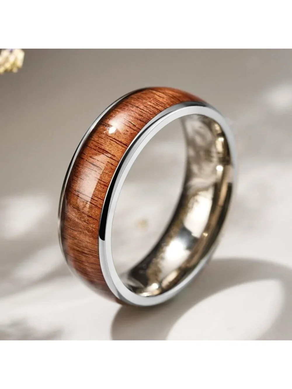 Stylish Titanium Wooden Wedding Band for Men & Women - 4-8mm Comfort Fit Ring